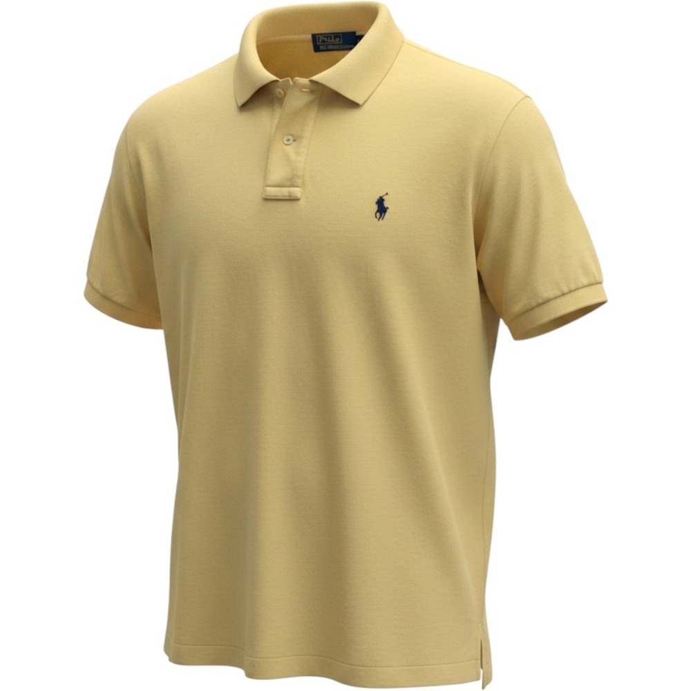 Polo Ralph Lauren Polo Mens L Yellow Short Sleeve Pique Cotton Old Money Preppy